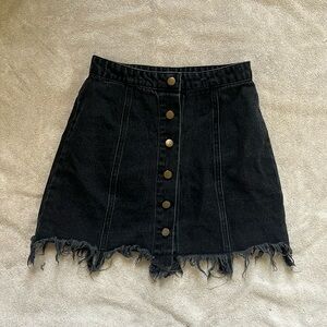 Black denim skirt